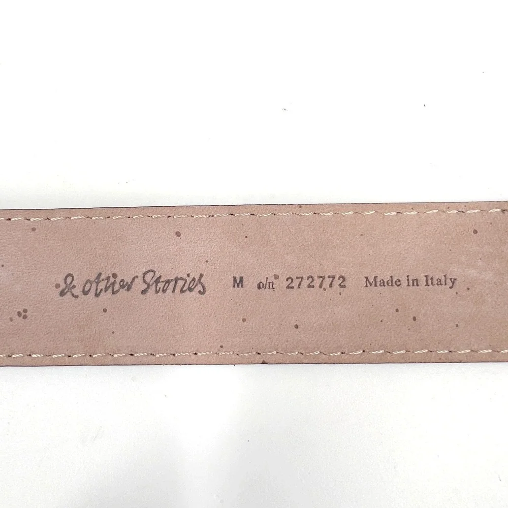 & Other Stories Womens M Belt Forest Green Croc Embossed Leather Italy Old Money